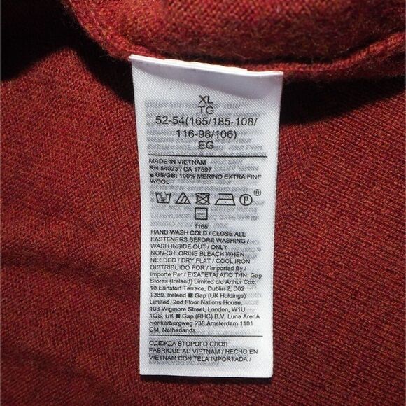 Banana Republic Franco Merino 1/4-Zip Pullover Sweater Tandoori Red Men's XL - Picture 4 of 6